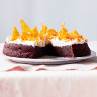 Bea Vo’s flourless chocolate cake with tahini mascarpone and sesame brittle