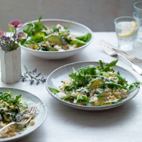 Spelt, courgette and chard risotto 