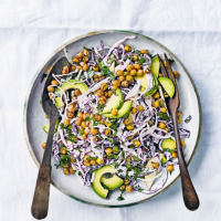 Apple & cabbage slaw with cumin-roasted chickpeas & avocado