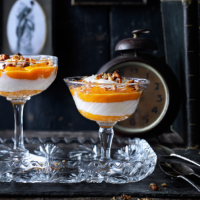 Cinnamon, squash and apple mousse with yogurt and spiced walnuts