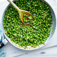 Garden peas with coconut, ginger and chilli