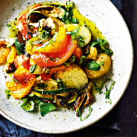 Grilled peppers, courgettes & aubergines with new potatoes