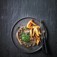Rib eye steak with tarragon, parsley & garlic butter