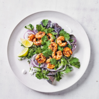 Red curry prawns & coconut-lime salad