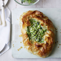 Spinach, pea and ricotta tart