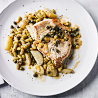 Turkey with flageolet beans, preserved lemon & capers