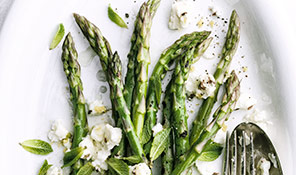 Chargrilled asparagus with mint and crumbled feta