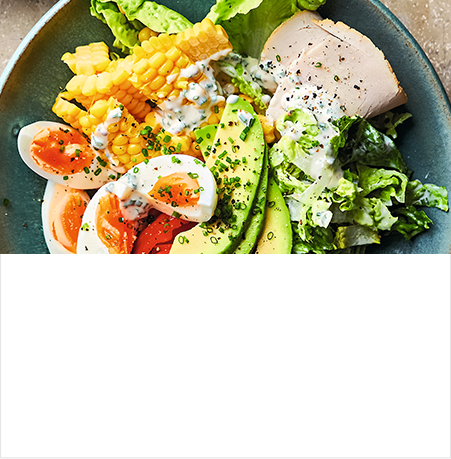 Image of avocado, egg and turkey salad click to link to meal planner
