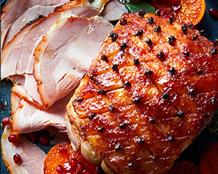 Smoked paprika and maple glazed ham