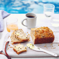 Banana bread with passion fruit butter