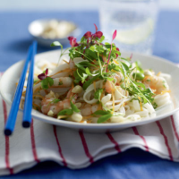 Asian prawn and noodle salad with coriander and amaranth