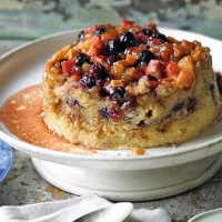 Blueberry and apple steamed sponge pud