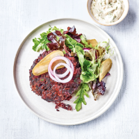 Beetroot burgers with dill & tahini sauce