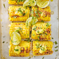 Barbecued corn on the cob