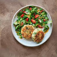 Cod & caper fishcakes with watercress salad