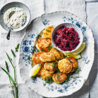 Danish fishcakes with beetroot & remoulade
