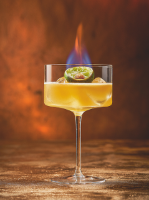 Flaming sidecar cocktail