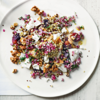 Fennel with grapes, feta, grains & dill