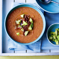 Gazpacho with bacon and avocado