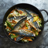 Grilled mackerel and soused vegetables