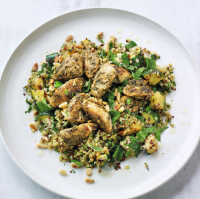 Herbed chicken with freekeh