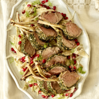 Herby rack of lamb with pomegranate & fennel salad