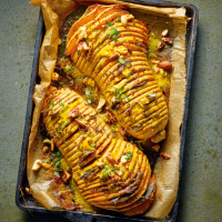Hasselback herbed squash with smoked paprika butter