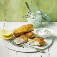 Lemon fish fingers with herby mayo