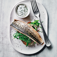 Mackerel with pickled spring greens