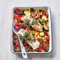Mediterranean-style cod with caper dressing