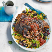 Moroccan-style lamb shoulder with cherries
