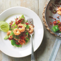 Prawns with red and wild rice