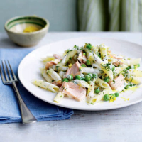 Penne with salmon, lemon and dill