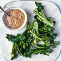 Purple sprouting broccoli with satay sauce