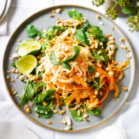 Peanut-dressed noodle salad with carrot & herbs