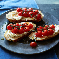 Parsnip soda bread with ricotta & roasted tomatoes