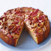 Rhubarb and Soured Cream Cake with a Ginger Syrup