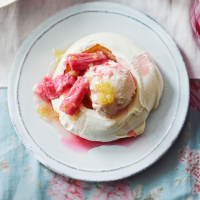 Skye Gyngell's rhubarb and ginger ice cream meringues