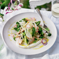 Summer salad with smoked trout