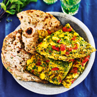 Indian spiced omelette with chilli chapattis