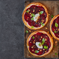 Tom Oldroyd’s beetroot tarts with soft cheese and toasted hazelnuts