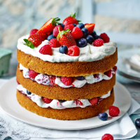 Utterly berry cake with marshmallow frosting