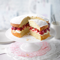 Victoria sponge with raspberry jam and buttercream