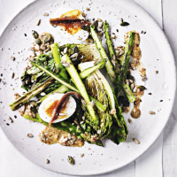 Warm egg, anchovy & asparagus salad