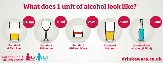 What does 1 unit of alcohol look like?