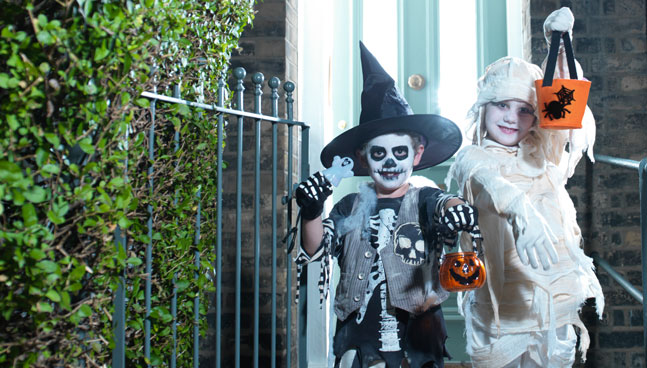 Halloween safety, children in costumes