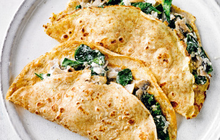 spelt crepes with spinach, mushrooms & ricotta