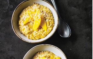 mango and coconut brown rice pudding