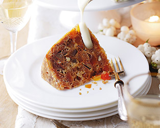 Christmas pudding with tropical fruit and rum