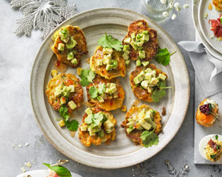Sweetcorn polenta fritters with sweet chilli and avocado